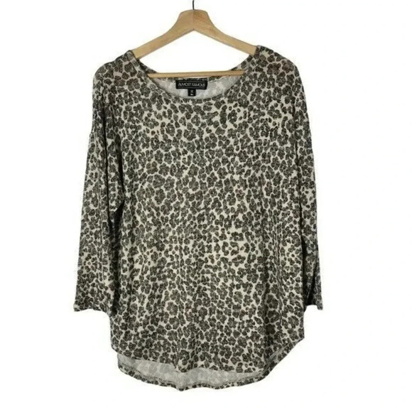 Almost Famous Brown Leopard Print Knit Long Sleeve XL - Picture 1 of 4